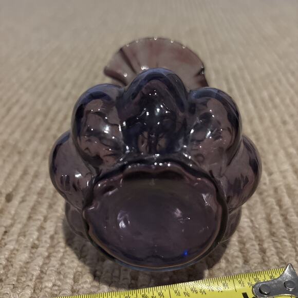 Fenton 1942 Scarce Mulberry Diamond Optic Petticoat Crimp 4” Melon Vase - Picture 8 of 8